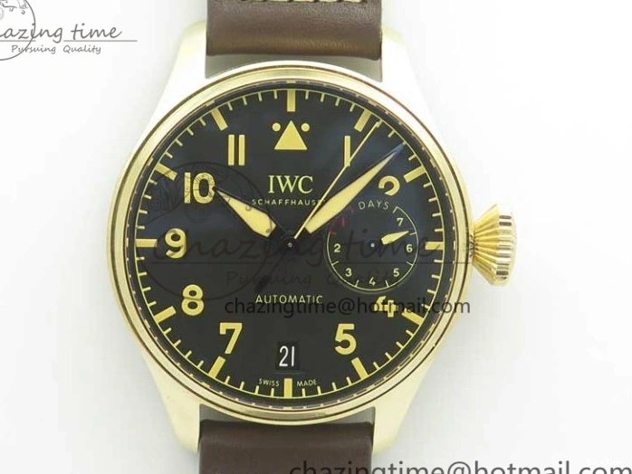 MIROTIME 0405 Big Pilot IW501005 Real Bronze ZF 1:1 Best Edition Black Dial on Brown Leather Strap A Sleek 7192